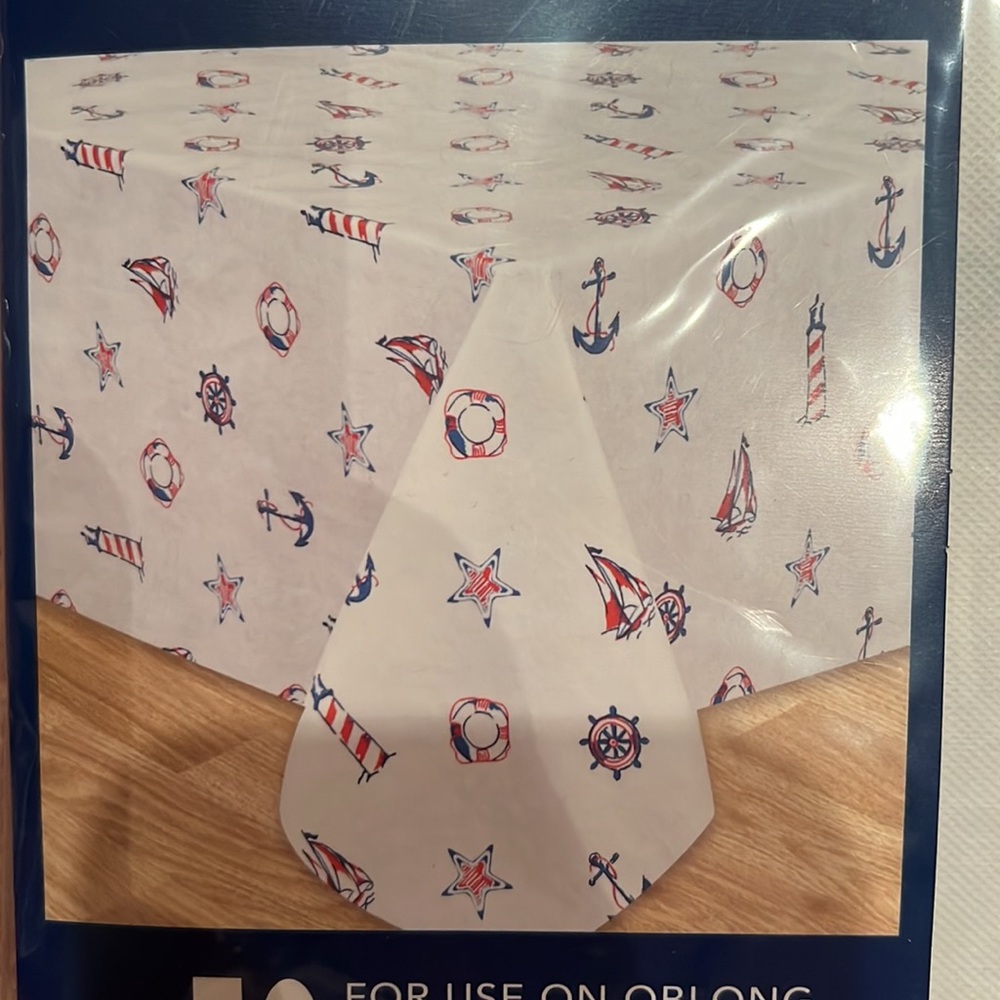 NWT Patriotic Sea Vinyl Table Cloth (60x84in)
